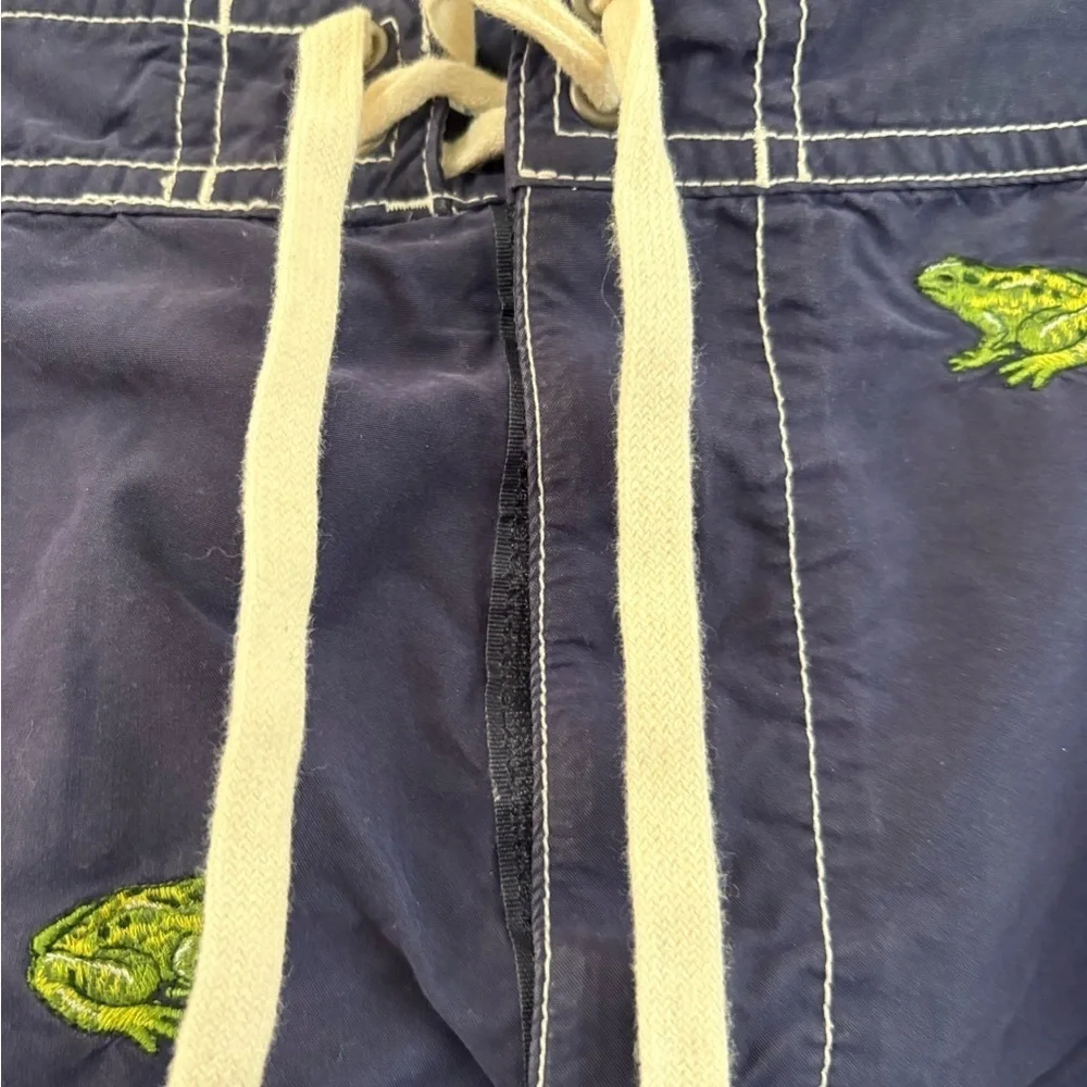 Polo Ralph Lauren Frog Embroidered AOP Navy Blue Board Shorts. size 34 EUC